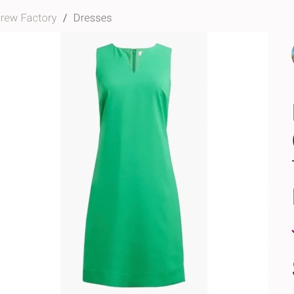 New J.Crew Factory Classic Suiting Dress, Traditional Green Work Dress sz 16